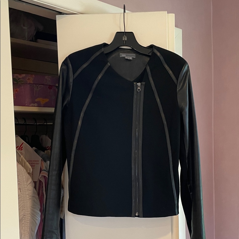 Vince Black Jacket with Leather Accents